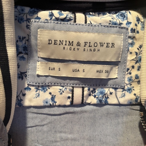Denim & Flower Men's New Oxford Jacket in Blue Small NWT - Picture 4 of 7